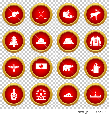 Canada travel icon red circle set Canada travel icon red circle set 32372003