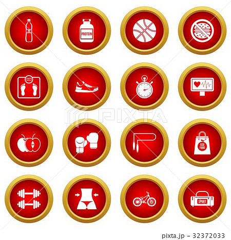 Healthy life icon red circle set 32372033