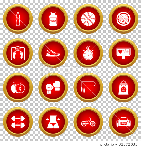 Healthy life icon red circle set 32372033