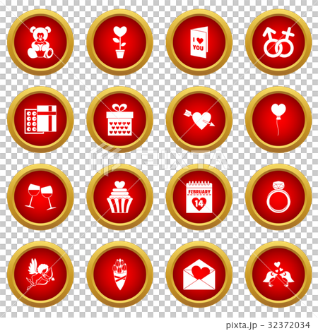 Saint Valentine icon red circle set 32372034