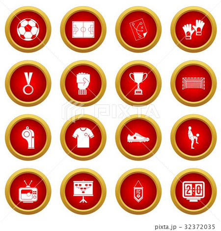 Soccer football icon red circle set 32372035