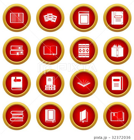 Books icon red circle set Books icon red circle set 32372036