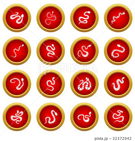 Snake icon red circle set 32372042