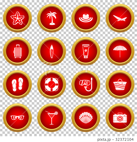 Summer rest icon red circle set - Stock Illustration [32372104] - PIXTA