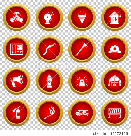 Fireman tools icon red circle set - Stock Illustration [32372106] - PIXTA