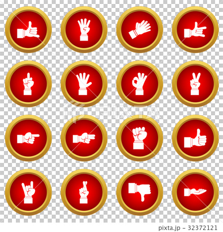 Hand gesture icon red circle set 32372121