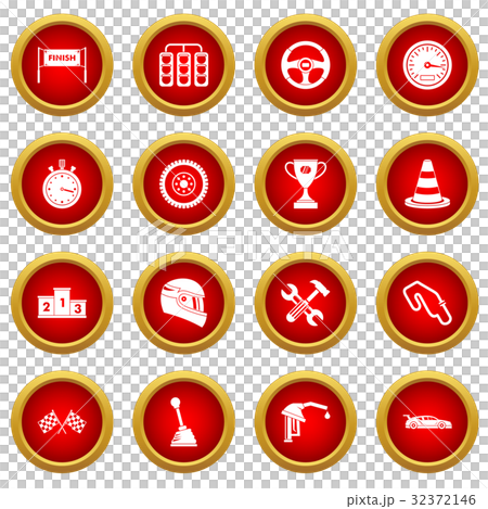 Racing speed icon red circle set Racing speed icon red circle set 32372146