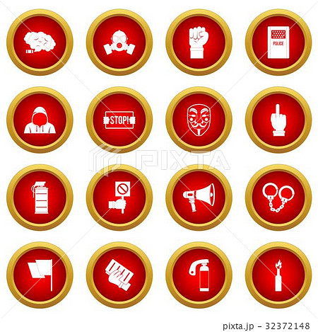 Protest icon red circle set Protest icon red circle set 32372148