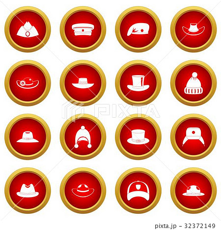 Headdress hat icon red circle set 32372149