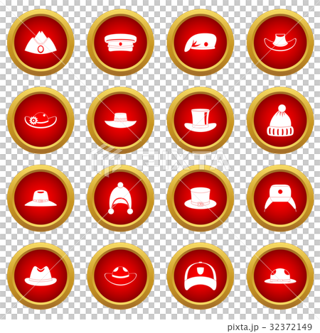 Headdress hat icon red circle set 32372149