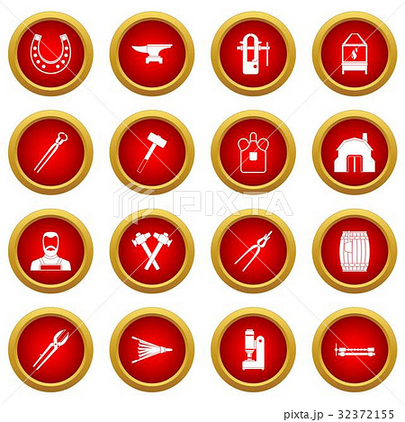 Blacksmith icon red circle set Blacksmith icon red circle set 32372155