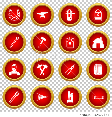 Blacksmith icon red circle set Blacksmith icon red circle set 32372155