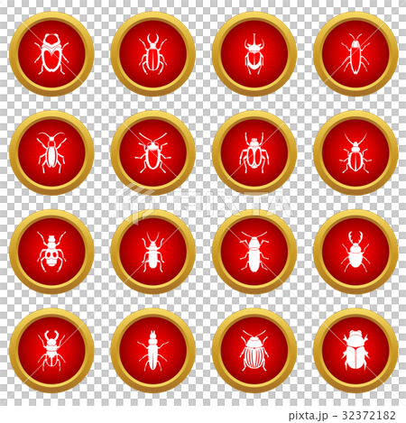 Bugs icon red circle set Bugs icon red circle set 32372182