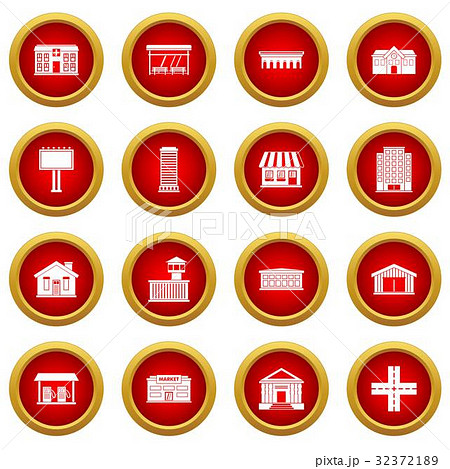 City infrastructure items icon red circle set 32372189
