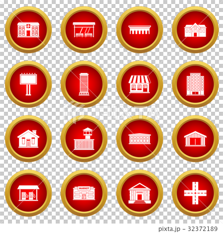City infrastructure items icon red circle set 32372189