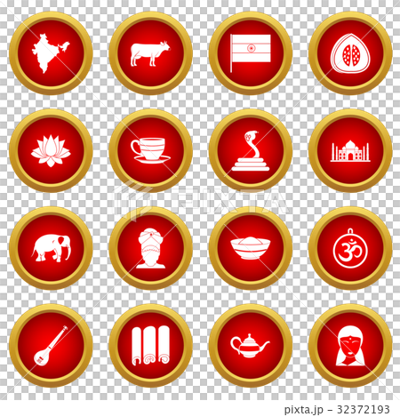 India travel icon red circle set 32372193