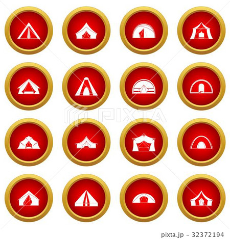 Tent forms icon red circle set 32372194