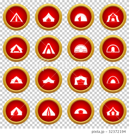 Tent forms icon red circle set 32372194