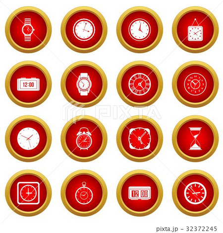 Time and Clock icon red circle set 32372245