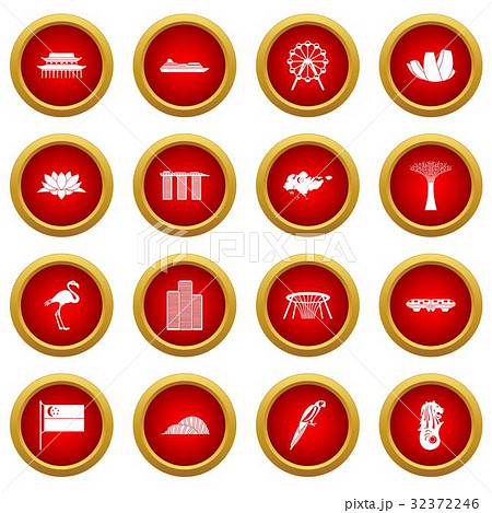 Singapore icon red circle set 32372246