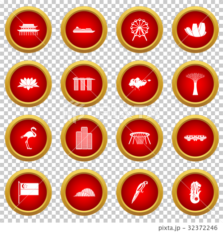 Singapore icon red circle set 32372246