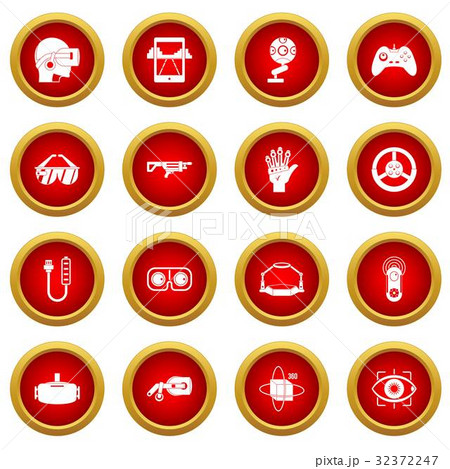 Virtual reality icon red circle set 32372247