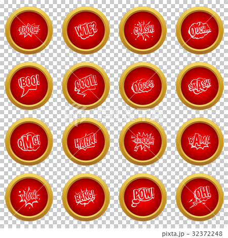 Comic sound icon red circle set 32372248