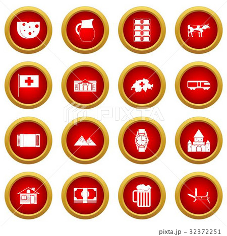 Switzerland icon red circle set 32372251