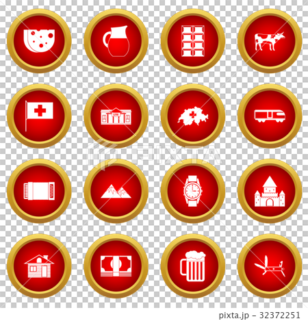 Switzerland Icon Red Circle Set Stock Illustration 32372251 Pixta