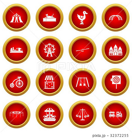 Amusement park icon red circle set 32372255