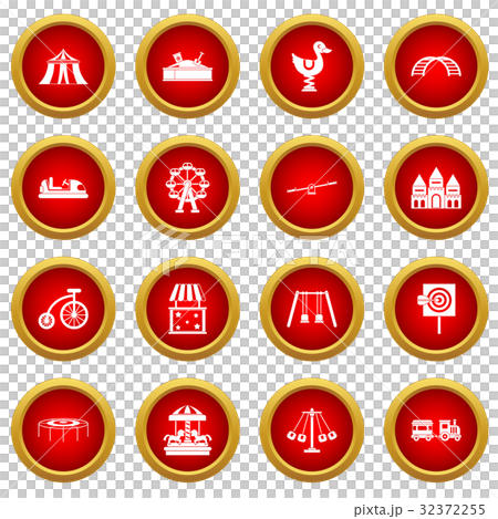 Amusement park icon red circle set 32372255