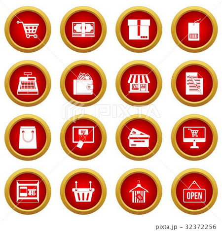 Shopping icon red circle set 32372256