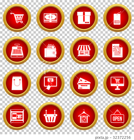 Shopping icon red circle set 32372256