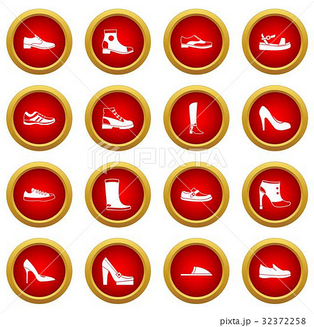 Shoe icon red circle set 32372258