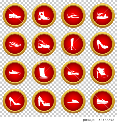 Shoe icon red circle set 32372258