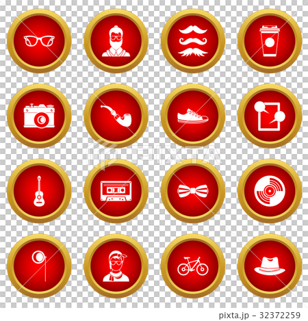 Hipster icon red circle set Hipster icon red circle set 32372259