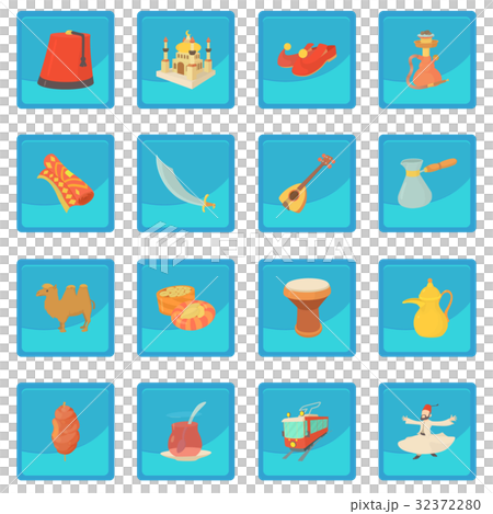 Turkey travel symbols icon blue app 32372280