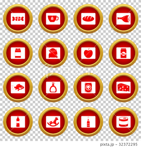 Shop navigation foods icon red circle set Shop navigation foods icon red circle set 32372295