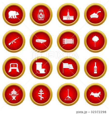 Russia icon red circle set Russia icon red circle set 32372298
