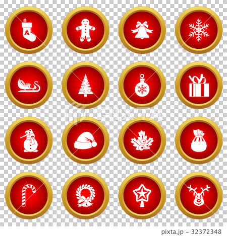 Christmas icon red circle set 32372348