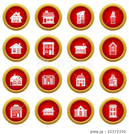 House icon red circle set 32372350