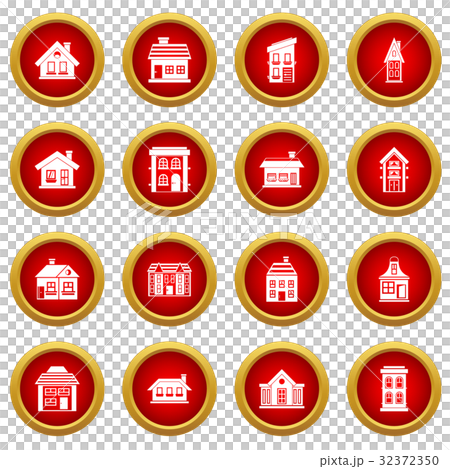 House icon red circle set 32372350