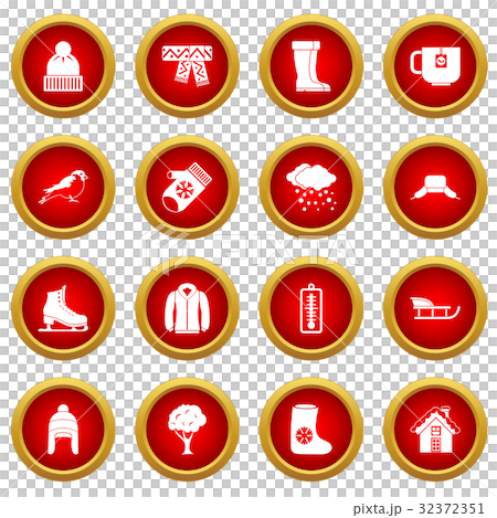 Winter icon red circle set 32372351
