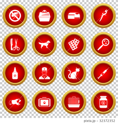 Veterinary icon red circle set 32372352