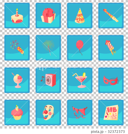 Happy birthday icon blue app 32372373