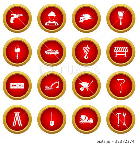 Construction icon red circle set 32372374
