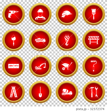 Construction icon red circle set 32372374