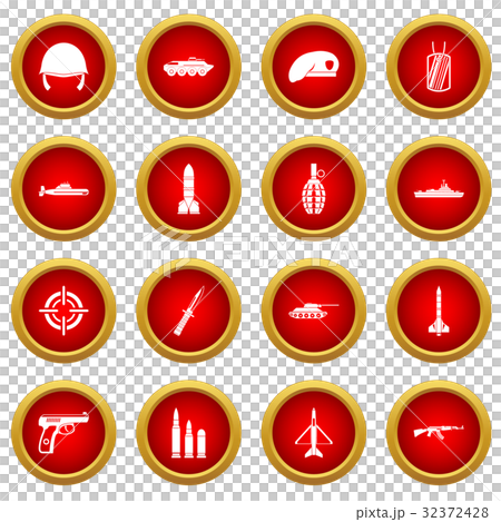 Military icon red circle set 32372428