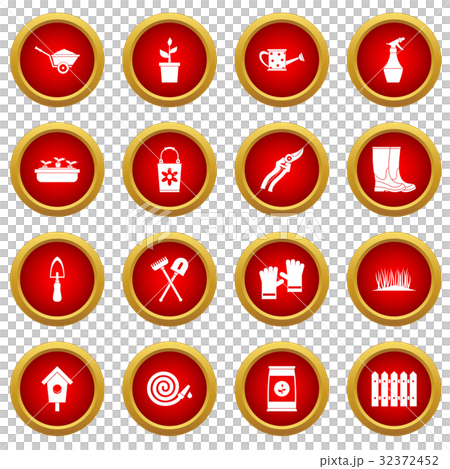 Gardening icon red circle set 32372452
