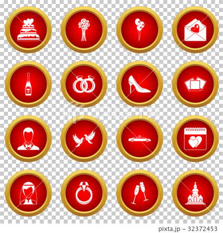 Wedding icon red circle set 32372453